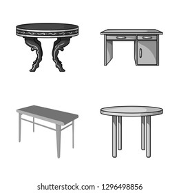 Vector illustration of  and table  icon. Collection of  and  wooden  vector icon for stock.