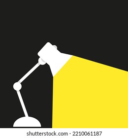 Vector illustration of table lamp with flexible arm. Lighting for houses and studios. Spotlight.