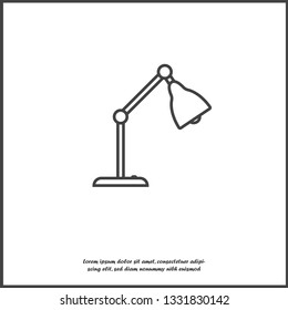 Vector illustration table lamp icon. Desk lamp icon on white isolated background. Layers grouped for easy editing illustration. For your design.