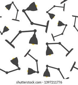 Vector illustration table lamp icon. Desk lamp seamless pattern on a white background. 
