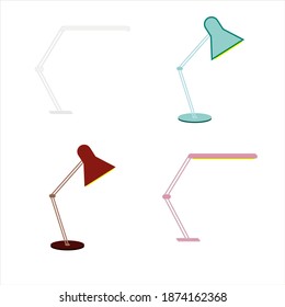 Vector illustration. Table lamps. Four elements. Flat style.