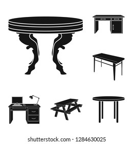 Vector illustration of  and table  symbol. Collection of  and  wooden  stock vector illustration.