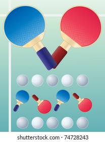 vector illustration of table tennis bats and balls in eps 10 format