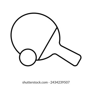 Vector illustration of table tennis outline icon on white background.