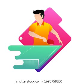 Ilustración vectorial del jugador de tenis de mesa en acción. Concepto de deporte