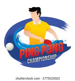 Vector illustration of table tennis player in action. Sport concept