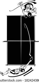the vector illustration of the table tennis player with table tennis racket