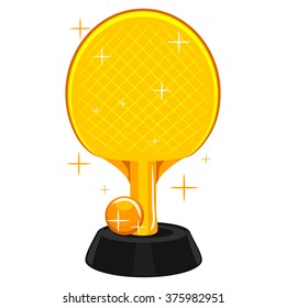 Vector Illustration of Table Tennis Racket and Ball Trophy