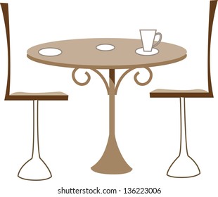 Vector illustration of a table with two chairs