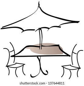 Vector illustration of a table and two chairs
