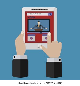 Vector illustration of a tablet application for multimedia