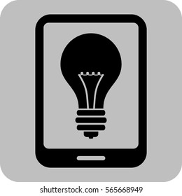 Vector Illustration with Tablet with Bulb Icon
