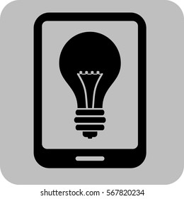 Ilustración vectorial de la tableta con el icono de la bombilla
