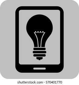 Ilustración vectorial de la tableta con el icono de la bombilla
