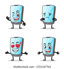 vector illustration of tablet character or mascot collection set with expression theme