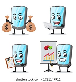 vector illustration of tablet character or mascot collection set with business theme