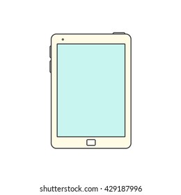 Vector Illustration of  a Tablet computer icon. isolated on White background. White Tablet over White. Blank Screen.