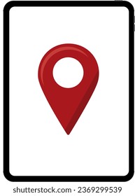 Ilustración vectorial de una tableta y geolocalización sobre un fondo transparente