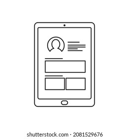 Vector illustration with tablet icon isolated on white background.
