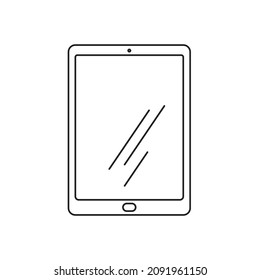Vector illustration with tablet icon isolated on white background.