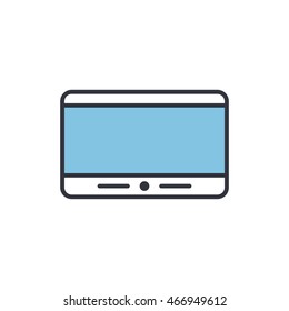 Vector Illustration Of Tablet Icon. Mono Color Image In Modern Thin Line Design. Eps10 Format Sign For Web Graphics. Isolated On White Background.