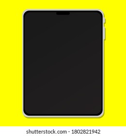 Vector illustration of tablet icon on yellow background