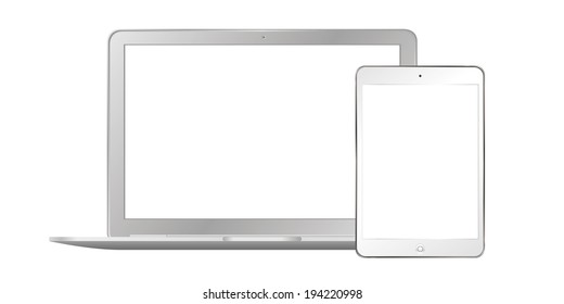 vector illustration of a tablet and a laptop on a white background