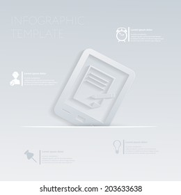 vector illustration, tablet pad with sheet of paper. template graphic or website layout. paper flat icon with a shadow.