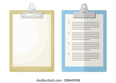 Vector illustration of a tablet with paper in Cartoon and flat style on a white background
