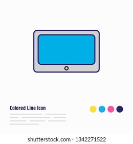 Vector illustration of tablet phone icon colored line. Beautiful notebook element also can be used as palmtop icon element.