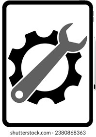 vector illustration of tablet repair on a transparent background