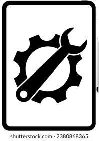 vector illustration of tablet repair on a transparent background