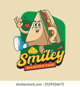 Vector Illustration of Taco with Cute Food Vector Illustration Available for Logo Badge