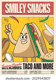 Vector Illustration of Taco with Cute Food Vector Illustration Available for Poster Food