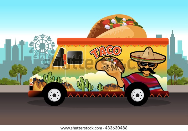 Vector Illustration Taco Food Truck Stock Vector (Royalty Free) 433630486