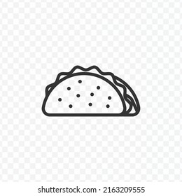 Vector illustration of taco icon in dark color and transparent background(png).