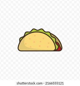 Vector illustration of taco icon sign and symbol. colored icons for website design .Simple design on transparent background (PNG).