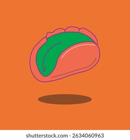  vector illustration of a taco with lettuce, cheese, and meat filling