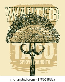 the vector illustration of the taco Mexican food