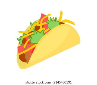 vector illustration of taco on white background