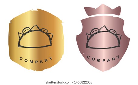 Vector Illustration of Tacos Food  with Rose Gold and Gold Banner or Background. Graphic Design for Logo and T-shirt.