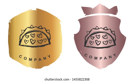 Vector Illustration of Tacos Food  with Rose Gold and Gold Banner or Background. Graphic Design for Logo and T-shirt.