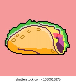  Vector illustration tacos in pixel art