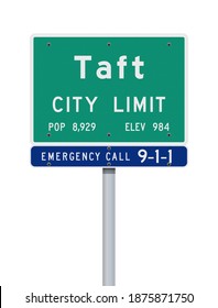 Vector illustration of the Taft City Limit green road sign