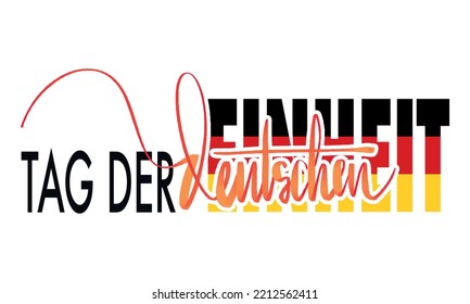 Vector Illustration of "Tag Der Deutschen Einheit" in German Flag Colors Palette. Deutsch Text translated as "German Unity Day".