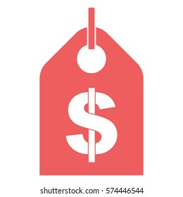 Ilustración vectorial de etiqueta con icono de signo de dólar en rojo