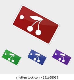 Vector illustration tag - glass with drink cherry