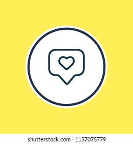 Vector illustration of tag with heart icon line. Beautiful event element also can be used as pin icon element.