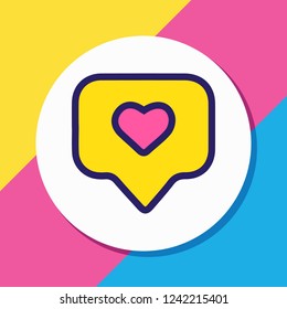 Vector illustration of tag with heart icon colored line. Beautiful celebrate element also can be used as pin icon element.