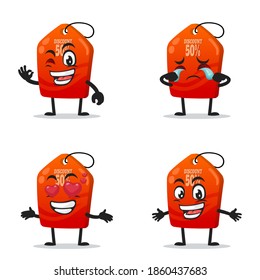 vector illustration of tag mascot or character collection set with expression theme